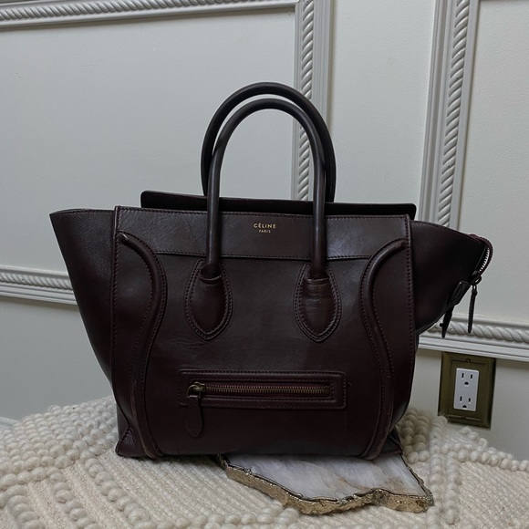Celine Smooth Calfskin Bordeaux / Burgundy Mini Luggage Tote - Medium - Picture 1 of 10